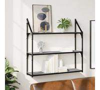 Hoopleep Floating Wall Shelf, 3 strati Sonoma Gray Wood Composite, 80 x 21 x 78,5 cm, Modern Mounted Storage Display for Bedroom, Living Room, Bathroom, Office Decor