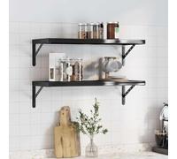 Hoopleep Floating Wall Shelves, 2 pezzi, 75 x 30 cm, acciaio inox nero, resistente e montaggio per bedroom, Living Room, ufficio