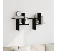 Hoopleep Floating Wall Shelves, 2 pezzi Black Oak Look Wood Composite 38 x 12 x 38 cm, Modern Mounted Storage Display for Bedroom, Living Room Decor, Space Saving Solution