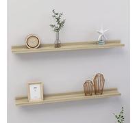 Hoopleep Floating Wall Shelves, 2 pezzi Sonoma Oak Finish, 80 x 9 x 3 cm, display di archiviazione montato per decorazione della stanza di Bedroom Living Moderna, Home Organization