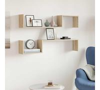 Hoopleep Floating Wall Shelves, 2 pezzi Sonoma Oak Wood-Derived Material 100 x 15 x 20 cm Modern Mounted Storage Display for Bedroom, Living Room Decor