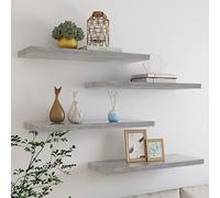 Hoopleep Floating Wall Shelves, 4 pezzi Concrete Gray 80 x 23,5 x 3,8 cm, MDF, moderno display di storage per bedroom, Living Room Decor, facile installazione