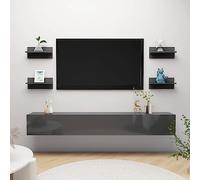 Hoopleep Floating Wall Shelves, 4 pezzi, finitura grigio lucido, 40 x 11,5 x 18 cm, moderna installazione per bedroom, Living Room Decor & Display