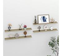 Hoopleep Floating Wall Shelves, 4 pezzi White & Sonoma Oak Finish, 80 x 9 x 3 cm, MDF montato su supporto per Bedroom Living Room Decor
