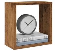 Hoopleep Floating Wall Shelves, 4 pz Cube Storage, Rustic Reclaimed Wood look, 30 x 15 x 30 cm, Durable Engineered Wood, Space-Saving Mounted Display for Living Room, Bedroom Decor