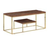 Hoopleep Golden Stainless Steel Coffee Table, Solid Wood Sleeper Top, 110 x 45 x 45 cm, Modern Living Room Center Table, Easy Clean Accent Furniture, Design robusto e stabile