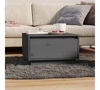 Hoopleep Gray Solid Pine Wood Coffee Table, 55 x 56 x 32 cm, Living Room Tables with Storage Drawer & Floating Legs, Modern Center Table for Living Room Decor