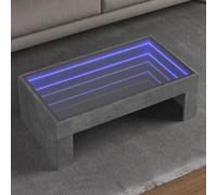 Hoopleep Infinity LED Coffee Table, 90 x 50 x 30 cm, grigio cemento Engineered Wood, Modern Living Room Center Table with RGB Lighting, Durable Construction, Versatile Accent Furniture