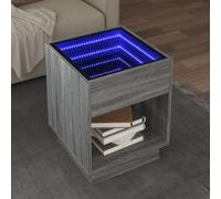 Hoopleep Infinity LED Coffee Table, Gray Sonoma Wood, 40 x 40 x 50 cm, RGB Lighting, Durable MDF, Versatile Side End Table for Living Room, Modern Centerpiece with Unique Mirror Effect
