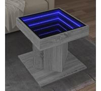 Hoopleep LED Infinity Mirror Coffee Table, Grey Sonoma, 50 x 50 x 45 cm, Durable Engineered Wood d, RGB Lighting, Versatile Side End Table for Living Room