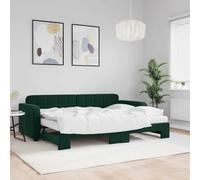 Hoopleep Letto estraibile 80 x 200 cm, velluto verde scuro, divano letto 2 in 1 con 2 materassi in schiuma, robusta struttura in metallo e legno per camera degli ospiti, versatile, salvaspazio