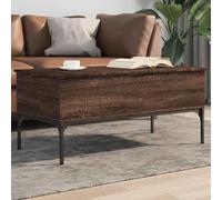 Hoopleep Lift Top Coffee Table for Living Room, 100 x 50 x 45 cm, Brown Oaklook Engineered Wood & Metal Frame, Modern Center Table with Storage, Adjustable Feet, Stable Design