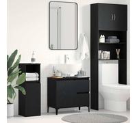 Hoopleep Modern Bathroom Vanity Cabinet, Black Oak Finish, 65 x 33 x 60 cm, Under Sink Storage with Door & Drawer, Durable Wood Composite, Compact Design for Small Spaces