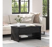 Hoopleep Modern Black Oak Look Coffee Table, Flip-Top Design with Storage & Shelves, Durable Wood Composite Living Room Center Table, 80 x 50,5 x 41,5 cm, finitura resistente