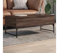 Hoopleep Modern Coffee Table, Brown Oak Finish, 100 x 50 x 40 cm, Engineered Wood & Metal Frame, Living Room Center Table with Hidden Storage, Adjustable Feet, Durable Design