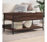 Hoopleep Modern Coffee Table for Living Room, 100 x 50 x 50 cm Brown Oak Finish Engineered Wood & Metal Frame, Center Table with Hidden Storage, Feet regolabile for Stability