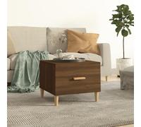 Hoopleep Modern Coffee Table for Living Room, 50 x 50 x 40 cm Brown Oak Look Wood Composite with Eucalyptus Wood Table Center Table with Storage Drawer, Design elegante