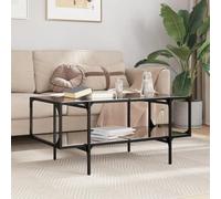 Hoopleep Modern Coffee Table for Living Room, Black Glass Top, 98,5 x 50 x 45 cm, Durable Steel Frame, Elegant Center Table Design, Easy Clean Surface for Home Decor