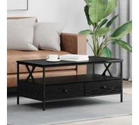 Hoopleep Modern Coffee Table for Living Room, Black Oak Wood Engineered Wood, 100 x 51 x 45 cm, con 2 Drawers & Shelf, Elegant Center Table with Storage for Home