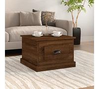 Hoopleep Modern Coffee Table for Living Room, Brown Oak Finish, 50 x 50 x 35 cm, Wood Material Square Center Table with Storage Drawer, Easy Assembly