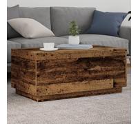 Hoopleep Modern Coffee Table for Living Room, finitura effetto legno antico, 90 x 50 x 40 cm, con luci LED RGB, materiale Sturdy Wood Versatile Center Table Design, Easy Assembly