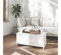 Hoopleep Modern Coffee Table for Living Room, High Gloss White 90 x 50 x 41,5 cm, Durable Engineered Wood, Center Table with 2 Storage Drawers, Contemporary Design