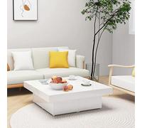 Hoopleep Modern Coffee Table for Living Room, High Gloss White, 90 x 90 x 28 cm, materiale durevole basato sul bosco, design quadrato, Easy Clean Surface, elegante decorazione per la casa