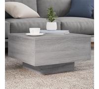 Hoopleep Modern LED Coffee Table for Living Room, Grey Sonoma Wood, 55 x 55 x 31 cm Square Design, RGB Lighting, Versatile Side End Table for Home Decor