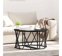 Hoopleep Modern Round Coffee Table, Black Oak Finish, 80 x 80 x 42 cm, Durable Engineered Wood & Steel Frame, Living Room Center Table, Easy Assembly, Stylish Home Furniture