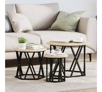 Hoopleep Nesting Coffee Tables for Living Room, 3 pz Sonoma Oak Finish, Modern Round End Side Tables, Space Saving Stackable Design, Durable Wood & Steel Construction, set da 53 x 53 x 40 cm