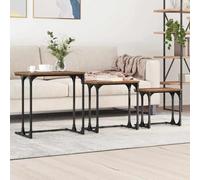 Hoopleep Nesting Coffee Tables Set di 3, stile industriale reclaimed Wood look, 50,5 x 35 x 53 cm, MDF & Steel Frame, Space Saving Living Room Tables for Modern Homes