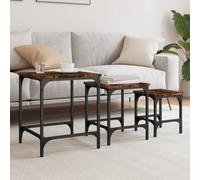 Hoopleep Nesting Coffee Tables - Set di 3 tavole da caffè in legno di quercia affumicata, design Space Saving, durevole, 40 x 40 x 46 cm, versatile Side End Tables for Living Room, Bedroom, Office Use