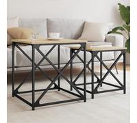 Hoopleep Nesting Coffee Tables Set of 2, Sonoma Oak Engineered Wood, Industrial Design, 50 x 50 x 52,5 cm e 40 x 40 x 44,5 cm, Space-Saving Living Room Tables for Modern Homes