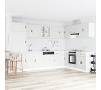 Hoopleep Porto - Cabinet a 2 pezzi per bagno Vanity Cabinet Modern White Wood Composite Base con Flush Doors, Solution Durable Storage for Small Bathrooms, 80 x 46 x 84,5 cm