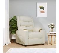 Hoopleep Recliner Recliner Chair, Cream Faux Leather, 78,5 x 95,5 x 100 cm, Power Reclining Sofa for Living Room, Bedroom, Comfort Lounge Furniture with Vibration Function