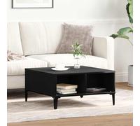 Hoopleep Rustic Black Oak Look Coffee Table, 60 x 60 x 30 cm Engineered Wood, Square Living Room Center Table with Storage Shelf, Durable & Child-Friendly Surface for Modern & Traditional Homes