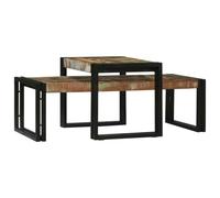 Hoopleep Rustic Coffee Table - Set di 2 tavole da caffè in legno massiccio, multicolore, 48 x 40 x 40 cm, durevole Hardwood & Steel Frame, rettangular Living Room Tables for Home Decor