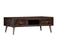 Hoopleep Rustic Reclaimed Solid Wood Coffee Table, 100 x 60 x 35 cm Living Room Center Table with Steel Legs, Unique Grain & Storage for Magazine, Lucidato & Lacquered Finish