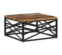 Hoopleep Rustic Reclaimed Solid Wood Coffee Table, 68 x 68 x 35 cm Square Living Room Center Table, Design industriale realizzato a mano con leghe in acciaio resistente, finitura lucida e laccata