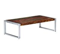 Hoopleep Rustic Reclaimed Wood Coffee Table, 120 x 60 x 35 cm, tinta unita Hardwood & Powder-Coated Iron, Handcrafted Living Room Center Table, Unique Vintage Industrial Design