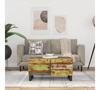 Hoopleep Rustic Reclaimed Wood Coffee Table for Living Room, 80 x 50 x 40 cm, legno massello e legno ingegnerizzato, con scomparti e porte, colori misti, tavola durevole