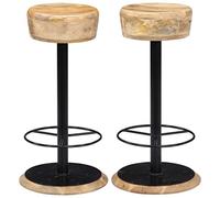 Hoopleep Set di 2 sgabelli da bar in legno massiccio di mango, 38 x 38 x 76 cm, lucidato e laccato, altezza del banco stabile, design rustico per cucina e sala da pranzo