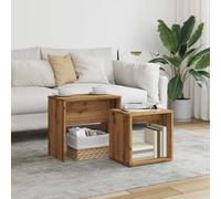 Hoopleep Set di 2 tavole da caffè Artisan Oak Engineered Wood Nesting Coffee Tables Modern Living Room Side End Tables, Space-Saving Design for Small Apartments, Bedroom, Office, 48 x 30 x 45 cm e 37