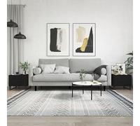 Hoopleep Set di 2 tavole da caffè moderne nere per la sala living, 50 x 50 x 40 cm, in legno ingegnerizzato, set da tavola centrale con decorazione per la storia