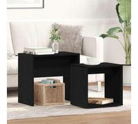 Hoopleep Set di 2 tavolette da caffè con effetto rovere nero, per la casa e l'ufficio, durevoli e facili da pulire, 48 x 30 x 45 cm e 37 x 29 x 36 cm