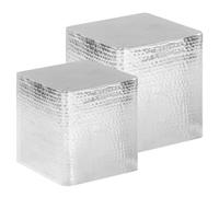 Hoopleep Set di 2 tavolette da caffè in alluminio argentato, design martellato lucido, moderno Living Room Side End Tables Set pre-assemblato, metallo durevole per la decorazione della casa o