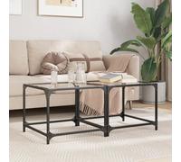 Hoopleep Set di 2 tavolette da caffè in vetro trasparente, 50 x 50 x 40 cm, con telaio in acciaio resistente, resistente all'umidità, superficie facile da pulire