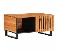 Hoopleep Solid Acacia Wood Coffee Table 80 x 51 x 40 cm, Durable Living Room Center Table with Storage, Modern Design for Snacks, Drinks, and Decor