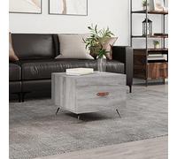 Hoopleep Sonoma Gray Coffee Table, 50 x 50 x 40 cm Engineered Wood, Modern Living Room Center Table with Storage Drawer, Sturdy Iron Legs for Drinks & Snacks