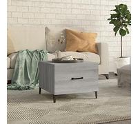 Hoopleep Sonoma Gray Coffee Table, 50 x 50 x 40 cm Square Living Room Table with Storage Drawer, Industrial Metal Legs, Durable Wood Material for Modern Home Decor